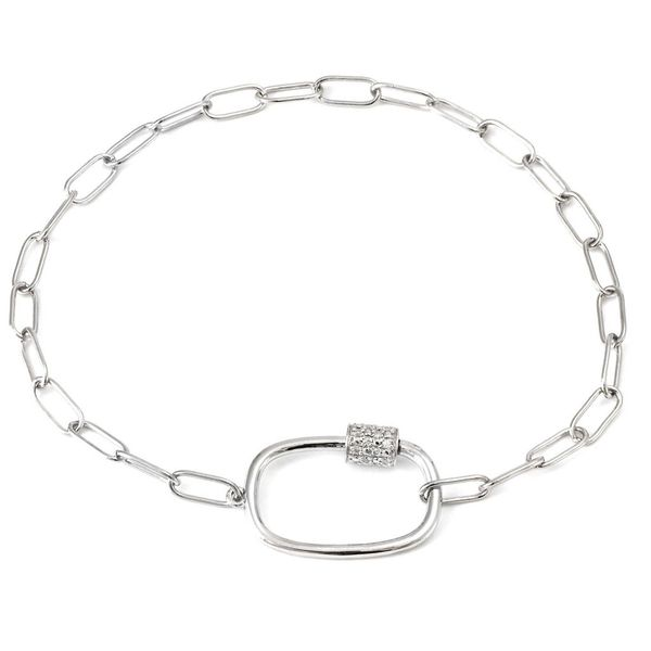 Sterling Silver & Diamond Paper Clip Bracelet SVS Fine Jewelry Oceanside, NY