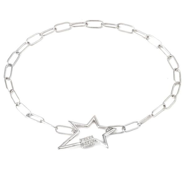 Sterling Silver & Diamond Paper Clip Bracelet SVS Fine Jewelry Oceanside, NY