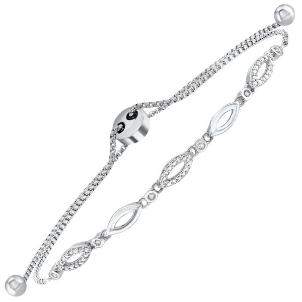 Diamond Marquise Teardrop Pattern Bolo Bracelet- Adjustable SVS Fine Jewelry Oceanside, NY