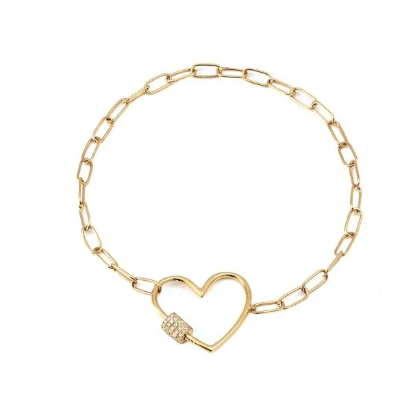 Yellow Gold Diamond Heart Bracelet, 0.20Cttw, 7
