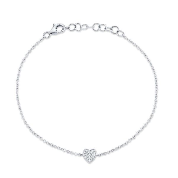 Shy Creation White Gold And Diamond Heart Bracelet SVS Fine Jewelry Oceanside, NY