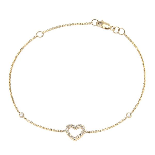 Yellow Gold Diamond Heart Bracelet, 0.09Cttw, 7