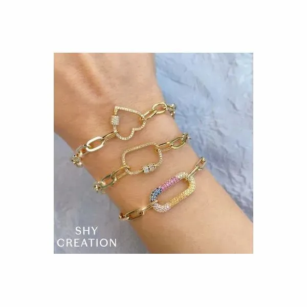 Shy Creation Yellow Gold Diamond Heart Bracelet Image 2 SVS Fine Jewelry Oceanside, NY