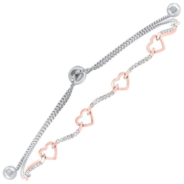Diamond Open Heart Ribbon Bolo Bracelet- Adjustable SVS Fine Jewelry Oceanside, NY