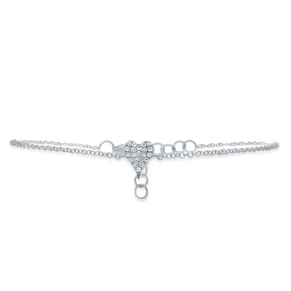 Shy Creation White Gold And Diamond Heart Bracelet SVS Fine Jewelry Oceanside, NY