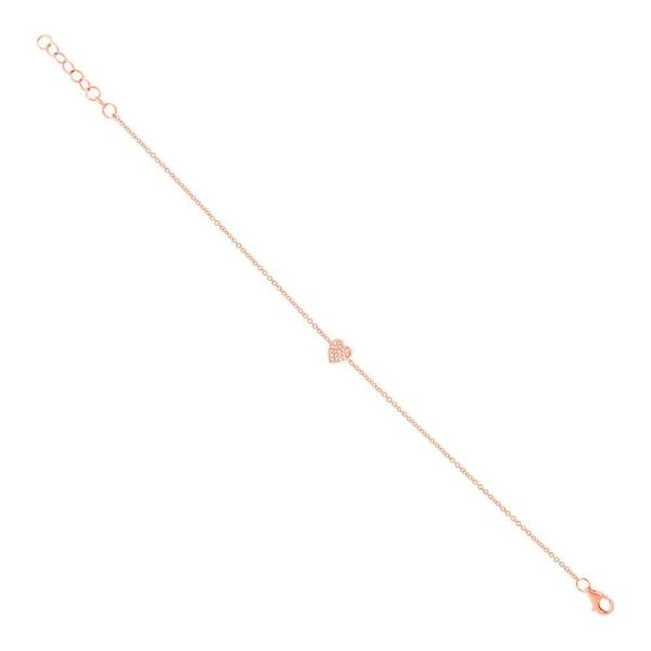 Shy Creation Rose Gold And Diamond Heart Bracelet Image 2 SVS Fine Jewelry Oceanside, NY