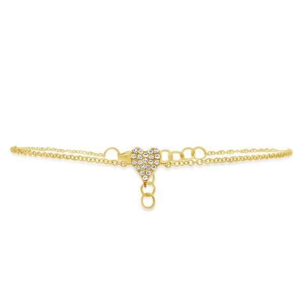 Shy Creation Yellow Gold And Diamond Heart Bracelet SVS Fine Jewelry Oceanside, NY