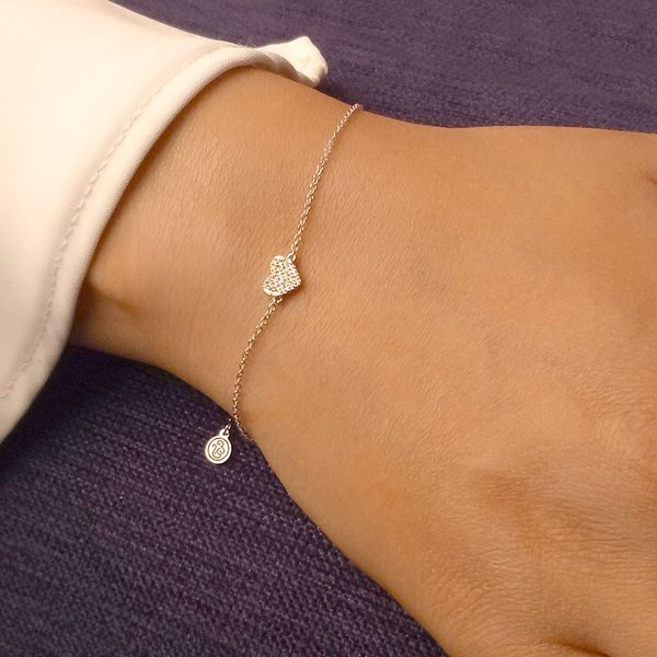 Diamond Heart Bracelet, .05ctw Image 2 SVS Fine Jewelry Oceanside, NY
