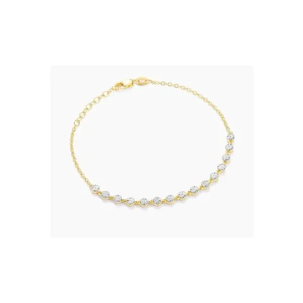 Yellow Gold Plated Diamond Chain Bracelet, .02ctw