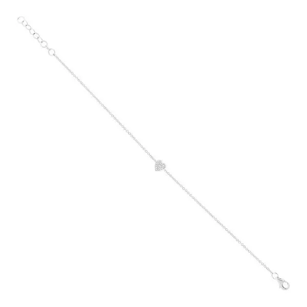 Shy Creation White Gold And Diamond Heart Bracelet Image 2 SVS Fine Jewelry Oceanside, NY