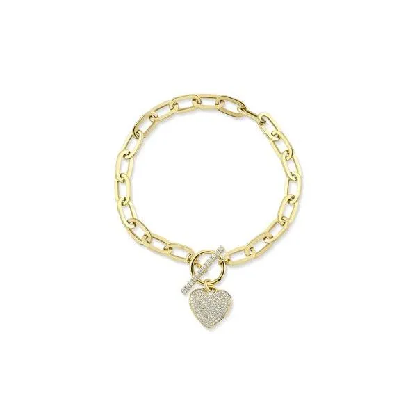 Shy Creation Yellow Gold Diamond Heart Bracelet SVS Fine Jewelry Oceanside, NY