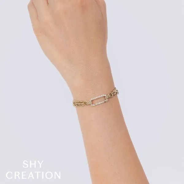Shy Creation Yellow Gold Diamond Link Bracelet Image 3 SVS Fine Jewelry Oceanside, NY