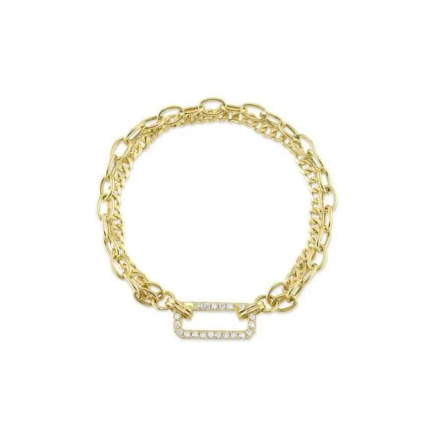 Shy Creation Yellow Gold Diamond Link Bracelet SVS Fine Jewelry Oceanside, NY