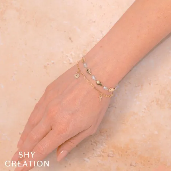 Shy Creation Yellow Gold Diamond Lock & Key Bracelet Image 2 SVS Fine Jewelry Oceanside, NY
