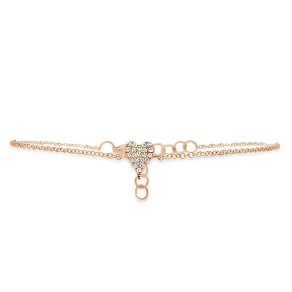 Shy Creation Rose Gold And Diamond Heart Bracelet