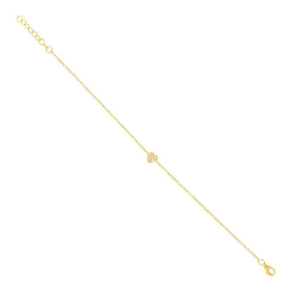 Shy Creation Yellow Gold And Diamond Heart Bracelet Image 2 SVS Fine Jewelry Oceanside, NY