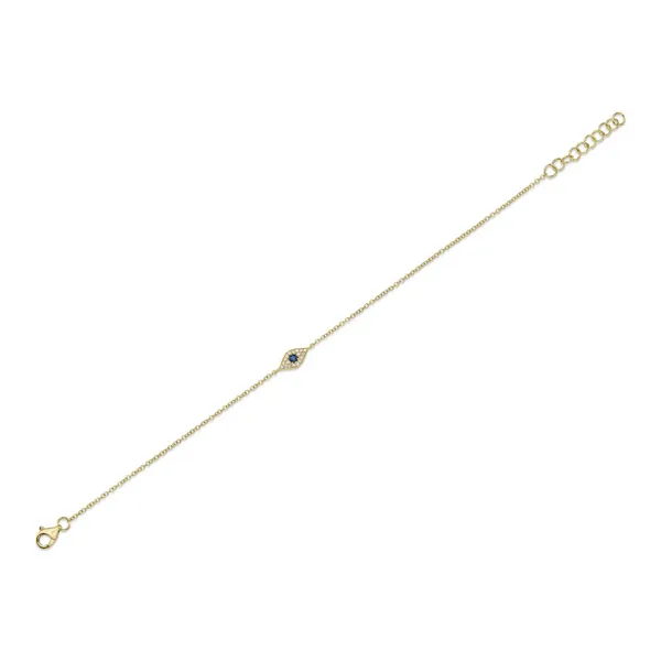 Shy Creation 14K Yellow Gold Diamond & Sapphire Evil Eye Bracelet Image 2 SVS Fine Jewelry Oceanside, NY