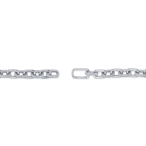 Shy Creation 14K White Gold Diamond Pavé Paper Clip Link Bracelet, 3.67cttw Image 3 SVS Fine Jewelry Oceanside, NY