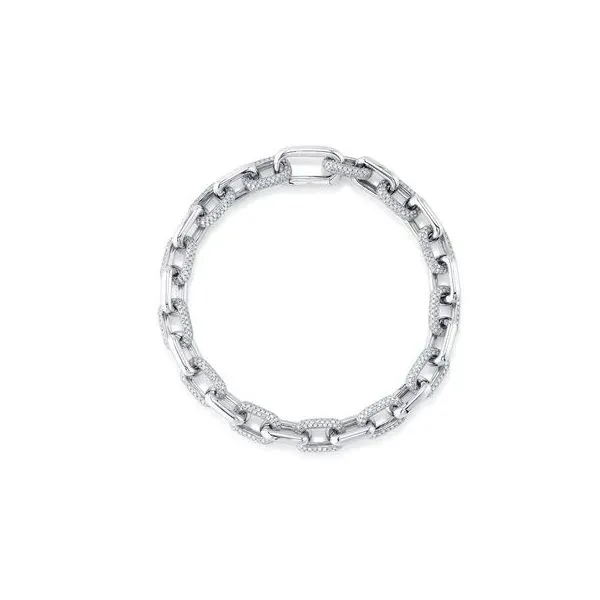 Shy Creation White Gold Diamond Link Bracelet SVS Fine Jewelry Oceanside, NY
