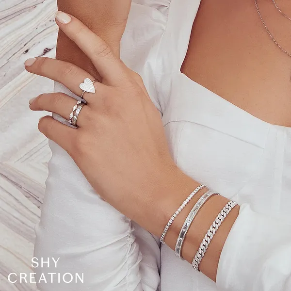 Shy Creation 14K White Gold Diamond Cuban Link Bracelet, 1.69cttw Image 3 SVS Fine Jewelry Oceanside, NY