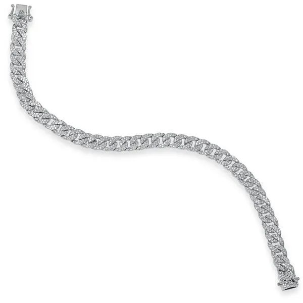 Shy Creation 14K White Gold Diamond Cuban Link Bracelet, 1.69cttw Image 4 SVS Fine Jewelry Oceanside, NY