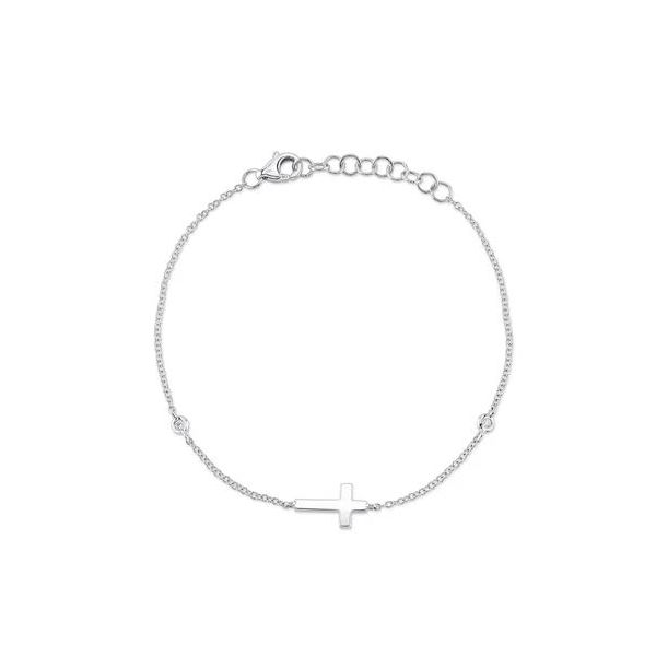Shy Creation White Gold Diamond Cross Bracelet SVS Fine Jewelry Oceanside, NY