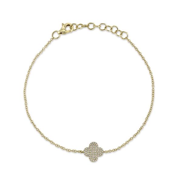 Shy Creation 14K Yellow Gold Diamond Clover Bracelet, 0.16cttw SVS Fine Jewelry Oceanside, NY