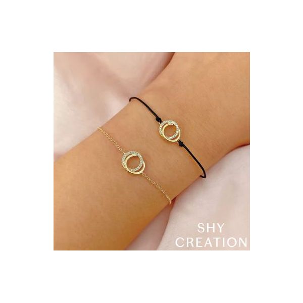 Shy Creation 14K Yellow Gold Diamond Love Knot Bracelet, 0.07cttw Image 2 SVS Fine Jewelry Oceanside, NY