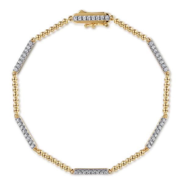 Gabriel & Co. Bujukan Yellow Gold Diamond Tennis Bracelet SVS Fine Jewelry Oceanside, NY