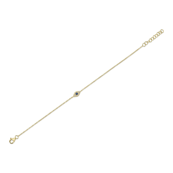 Shy Creation 14K Yellow Gold Diamond & Sapphire Evil Eye Bracelet Image 2 SVS Fine Jewelry Oceanside, NY