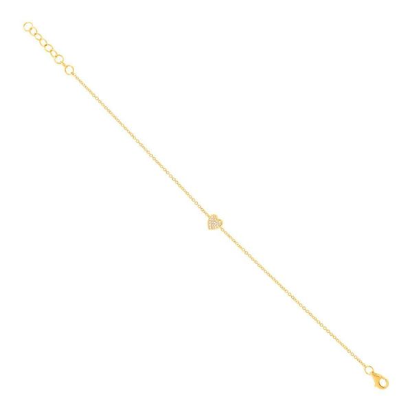 Shy Creation Yellow Gold And Diamond Heart Bracelet Image 2 SVS Fine Jewelry Oceanside, NY