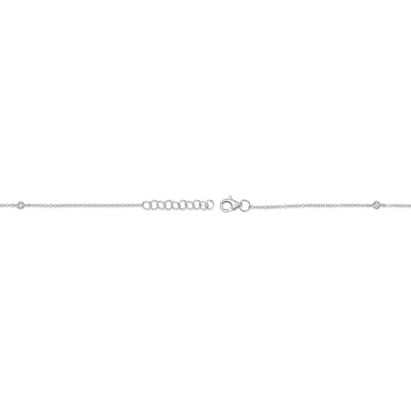 Shy Creation white gold cross bracelet showing lobster clasp and adjustable ring extender