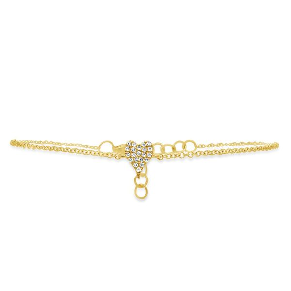 Shy Creation Yellow Gold And Diamond Heart Bracelet SVS Fine Jewelry Oceanside, NY
