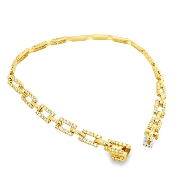 Yellow Gold Diamond Chain Link Bracelet, 1.50Cttw, 7