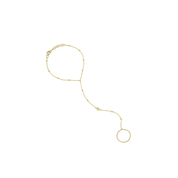 Shy Creation Yellow Gold Diamond Bezel Hand Chain SVS Fine Jewelry Oceanside, NY