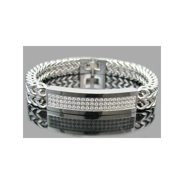 BLACKJACK Stainless Steel Bracelet with CZ SVS Fine Jewelry Oceanside, NY