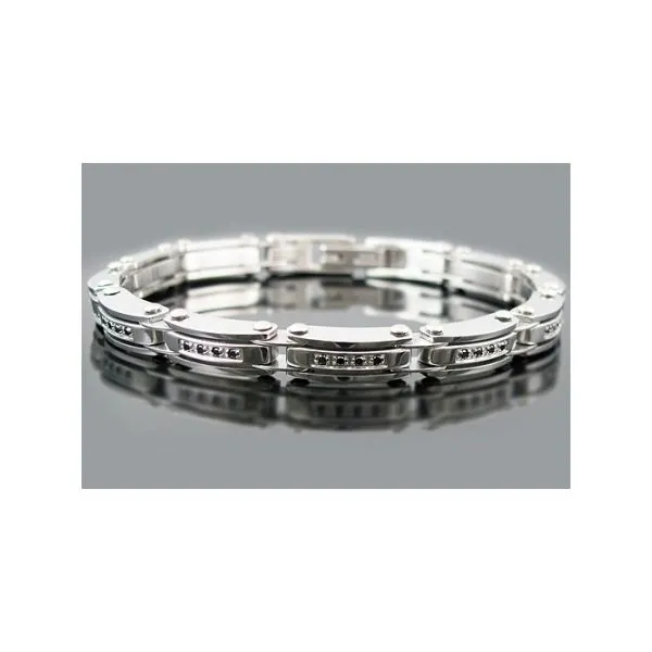 BLACKJACK Stainless Steel and Black CZ Bracelet SVS Fine Jewelry Oceanside, NY