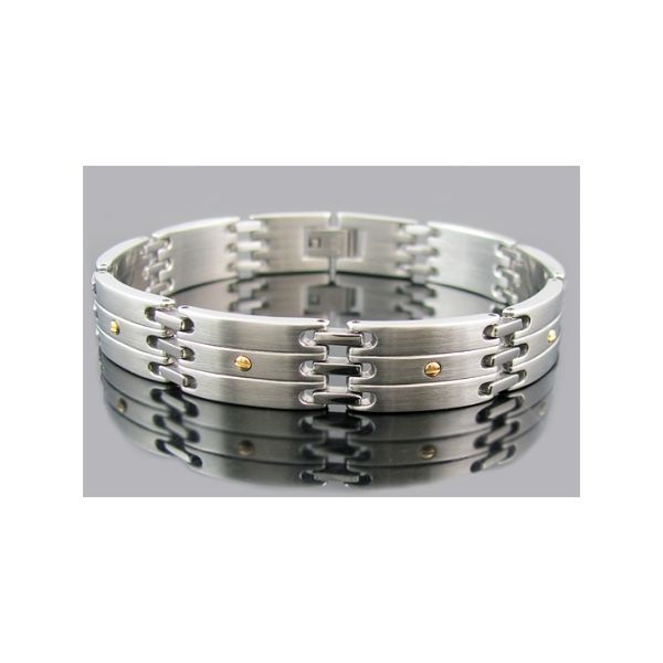 BLACKJACK Stainless Steel Bracelet With Gold Screws SVS Fine Jewelry Oceanside, NY