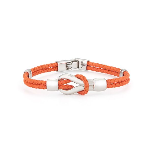 ALOR Gents Jewelry Orange Leather Bracelet SVS Fine Jewelry Oceanside, NY