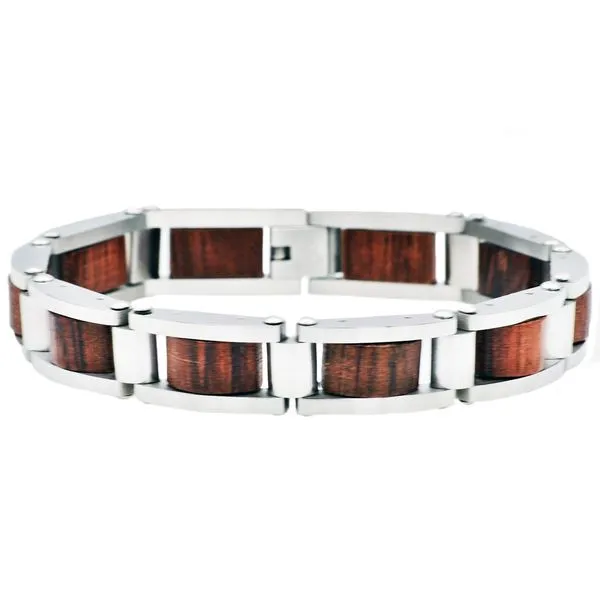 Men's Stainless Steel And Wood Bracelet SVS Fine Jewelry Oceanside, NY