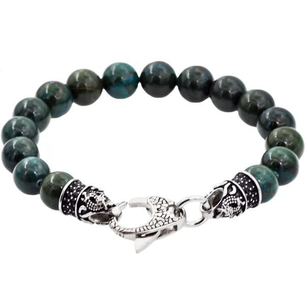 Men's Genuine Green Apatite Beaded Bracelet SVS Fine Jewelry Oceanside, NY