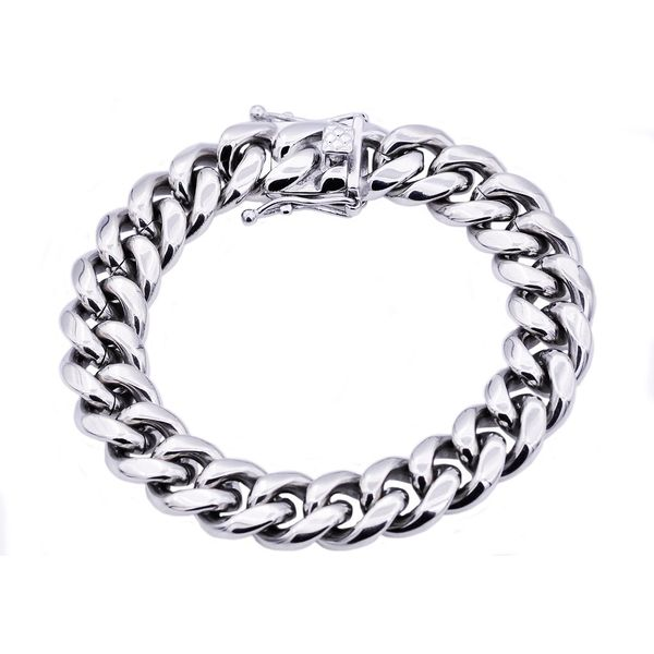 Men's Stainless Steel Cuban Link Chain Bracelet SVS Fine Jewelry Oceanside, NY