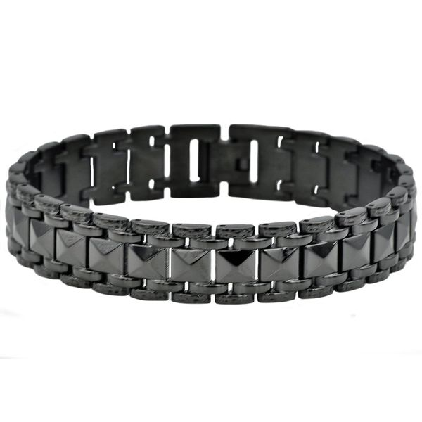 Men's Black Plated Stainless Steel Bracelet SVS Fine Jewelry Oceanside, NY