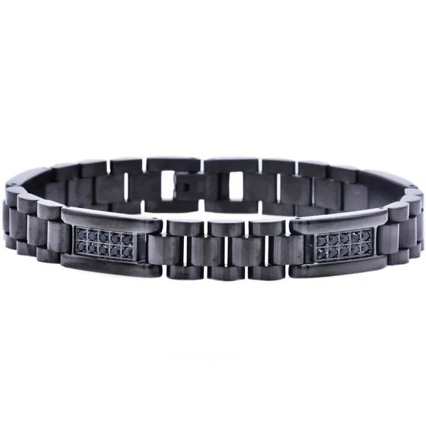 Men's Black Plated Stainless Steel Link Bracelet SVS Fine Jewelry Oceanside, NY