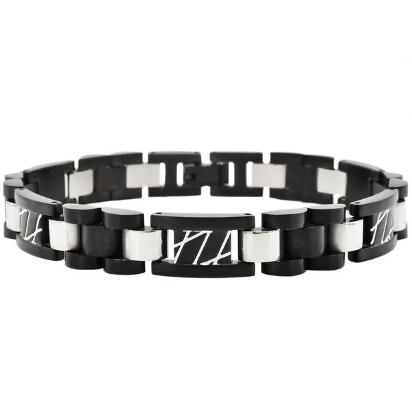 Men's Black Plated Stainless Steel Link Bracelet SVS Fine Jewelry Oceanside, NY