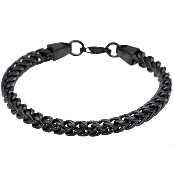 Men's Black Plated Franco Link Chain Bracelet SVS Fine Jewelry Oceanside, NY