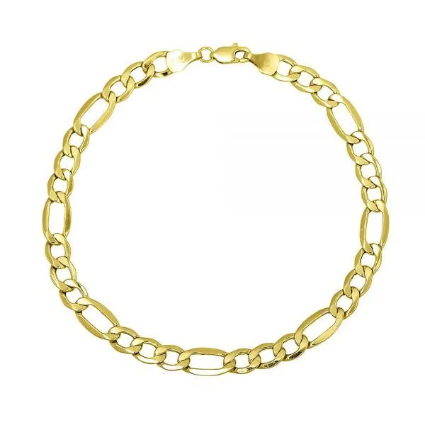 14K Yellow Gold 8.2 mm Figaro Bracelet, 8