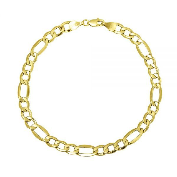 14K Yellow Gold 8.1 mm Figaro Bracelet With Lobster Lock SVS Fine Jewelry Oceanside, NY
