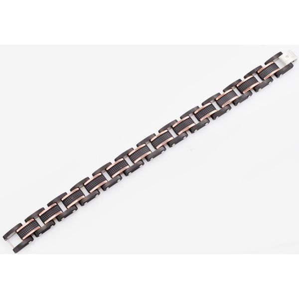 Men's Black Plated Textured Stainless Steel Bracelet Image 2 SVS Fine Jewelry Oceanside, NY