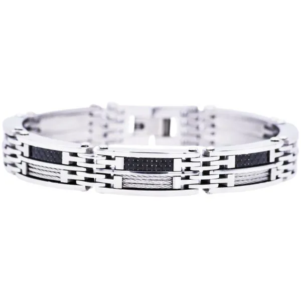 Men's Carbon Fiber And Stainless Steel Wire Bracelet SVS Fine Jewelry Oceanside, NY